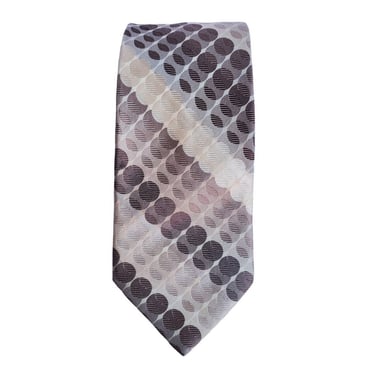 Men's Dress Necktie Tie Stafford Brown Cream Polka Dot Geometric Pattern Silk 