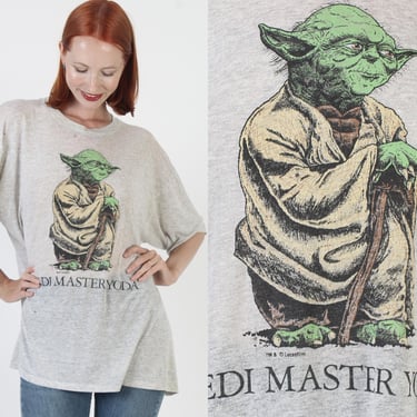 Yoda Jedi Master T-Shirt, Star Wars Tee, Paper Thin 50/50, George Lucas Movie, Tag Size XL 