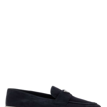 Prada Men Navy Blue Suede Loafers