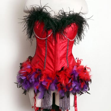 strapless open back dress Frederick's of Hollywood Scarlett Satin & Feather Sleep Slip main image 1