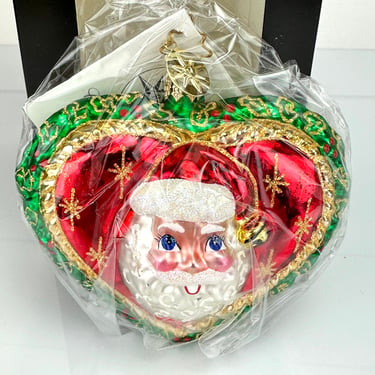 Christopher Radko New HEART OF CHRISTMAS Glass Christmas Ornament Santa 2 Sided 