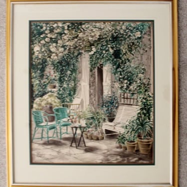 Contemporary Modern Framed Cafe Scene Lithograph Signed by Artist 292/300 