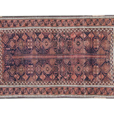 Antique 3’6” x 5’7” Rug Small Geometric Wool Rug 1910s - FREE DOMESTIC SHIPPING 