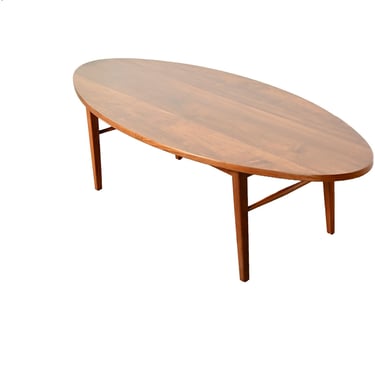 Oval Walnut Coffee Table Kipp Stewart Style Mid Century Modern 