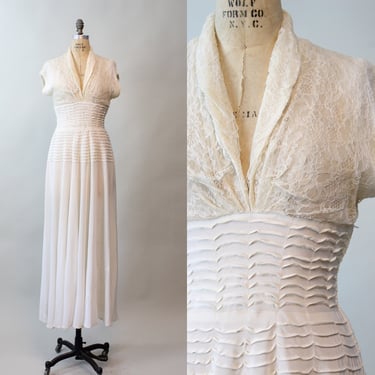 1940s LACE RAYON wedding dress small | new spring summer 