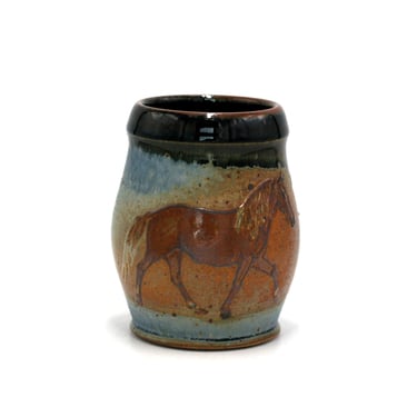vintage Art Studio Pottery Mug with Horse 