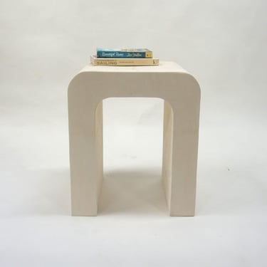 Curved Side Table , Bent Wood Accent Table , Handmade Modern Minimalist Furniture, Unique Curved Table , Horseshoe end table - Whitewash 