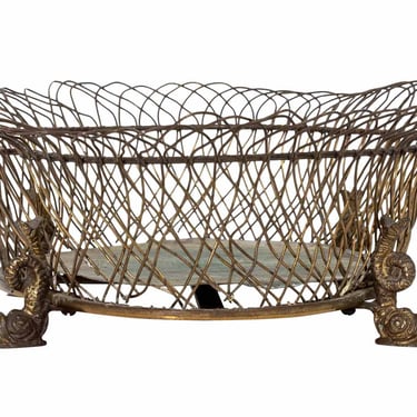 Regency Style Brass Wire Jardiniere with Dolphin Feet