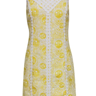Lilly Pulitzer - Neon Yellow Sunshine Cotton Shift Dress w/ Lace Trim Sz 8