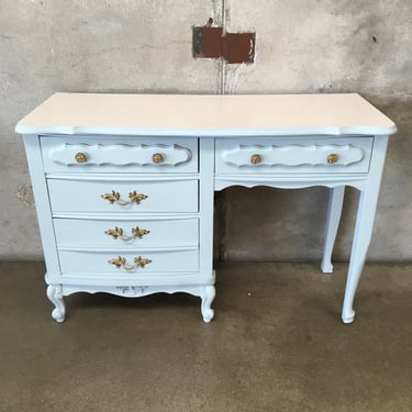 Hand Painted Light Blue Vintage Desk / Vanity