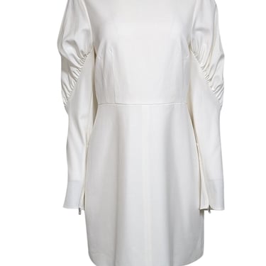 Tibi - White Long Ruched Sleeve Mini Dress Sz 10