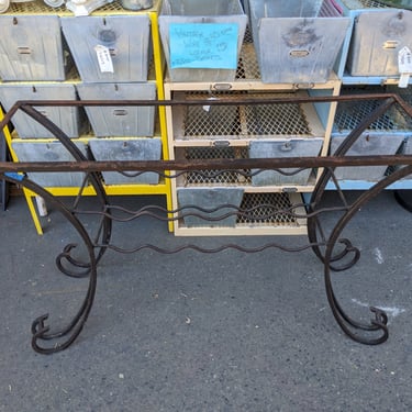 Heavy Wrought Iron Console Table Base with Wine Storage