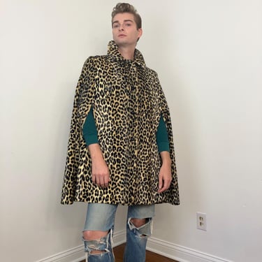 60s faux leopard print cape 