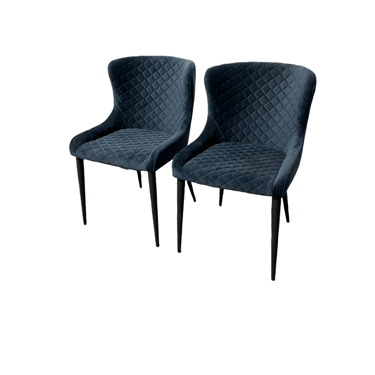 Pair of Moe's Home Collection Etta Diamond Tufted Blue Dining/Accent Chairs HOP104-36