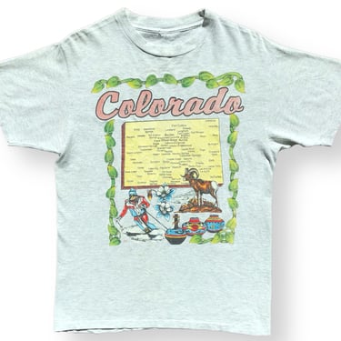 Vintage 90s Colorado Locations Outdoor Destination Graphic T-Shirt Size Large 