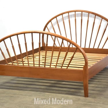 Danish Modern Teak Queen Platform Bed 