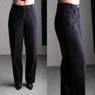 Vintage 90s Democracy Black Pigment Washed Tencel & Cotton Blend Relaxed Fit Jeans | Made in USA | 1990s Designer Womens Soft Denim Pants 