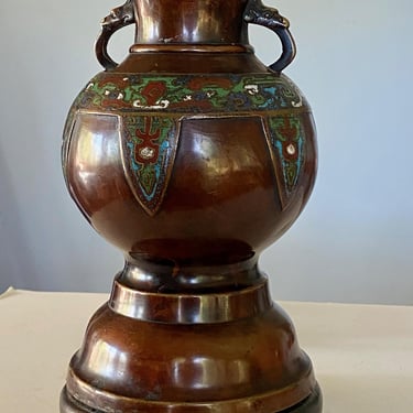 Antique Japanese Cloisonne Lamp 