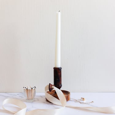 vintage european wooden mahogany candlestick