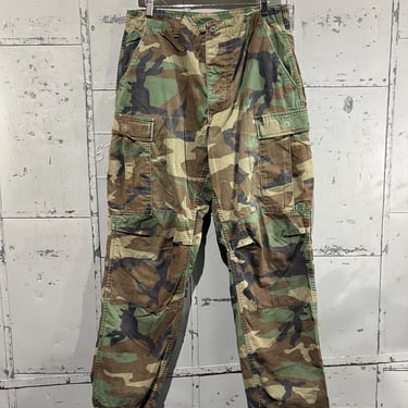 34x31 90s US Army Woodland Camouflage Cargo Pants Medium Regular Combat Trousers 1990s Military Surplus 