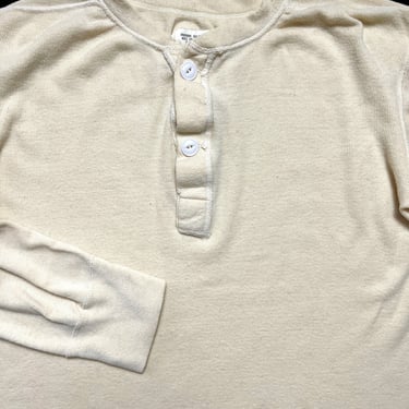 Vintage US ARMY Cotton & Wool Undershirt ~ size M ~ Long John ~ Military Henley / Sweatshirt ~ 
