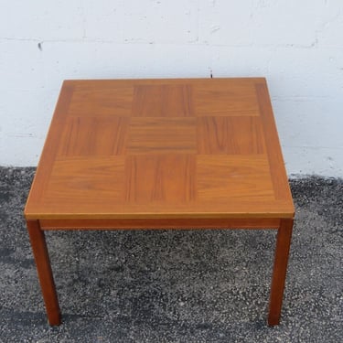 Danish Modern Parquet Top Teak Wood Coffee or Side Table 3730