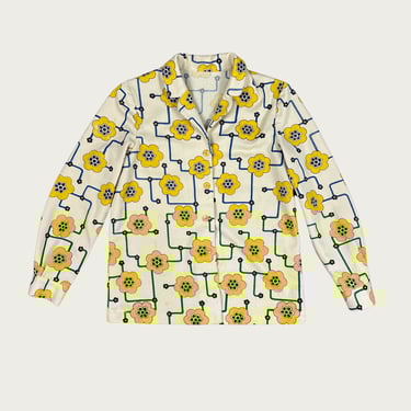 (M) 70s Groovy Floral Button Up Top