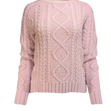 Le Superbe - Light Pink Cable Knit Open Back Sweater Sz M