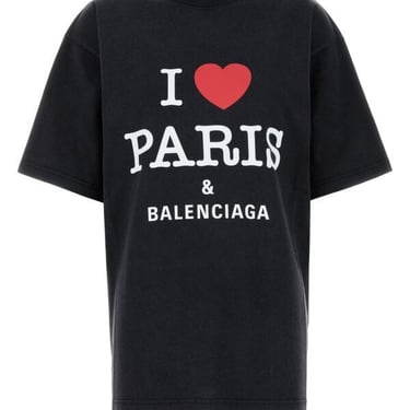 Balenciaga Women Slate Cotton Oversize T-Shirt