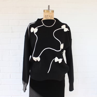 1980's Black and White Bow Sweater 