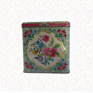 Vintage Daher Storage Tin, Floral Pattern, Nesting Kitchen Canister, Hostess Gift, Cookie Jar 