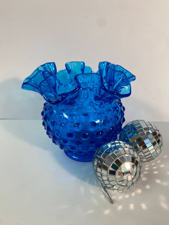 Blue Fenton Hobnail Small Vase