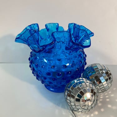 Blue Fenton Hobnail Small Vase