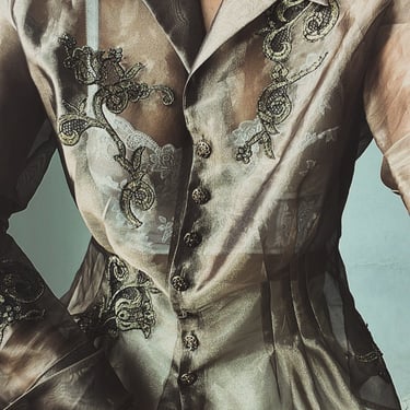 vintage sheer organza 40s inspired blouse 