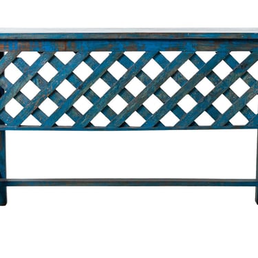 Painted Teak Wood Lattice Console