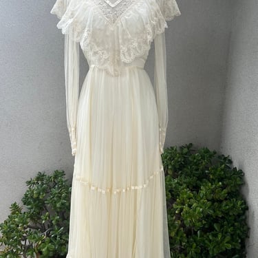 70s/80s Cream Lace Boho Dress Gunne Style Wedding or Festival - sm, med –  Better Dresses Vintage