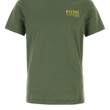 Diesel Men Dark Green Cotton T-Diegor T-Shirt