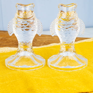 Glass Fish Candlesticks - Set of 2