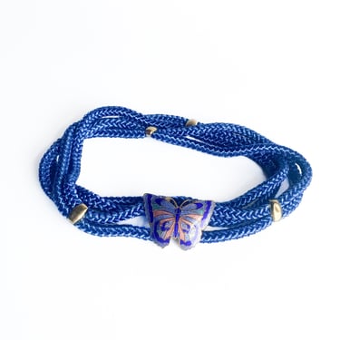 Cloisonne Blue Butterfly Rope Belt