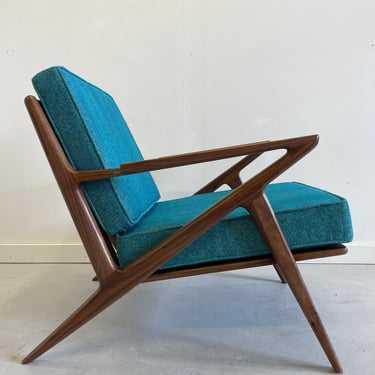 Stunning Handmade Walnut Z Chair in Ocean Blue 