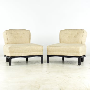 Michael Taylor for Baker Mid Century Slipper Lounge Chairs - Pair - mcm 