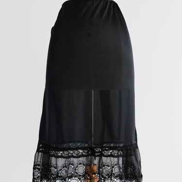 Delightful 1950's Black Semi-Sheer Lace Vintage Slip Skirt / Sz M