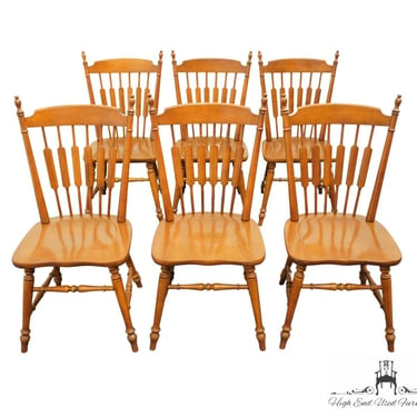 Set of 6 TELL CITY FURNITURE Hard Rock Maple Colonial Style Cattail Back Dining Chairs 