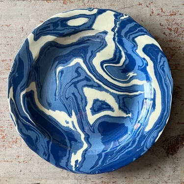 Blue Marbled Charger Plate Set