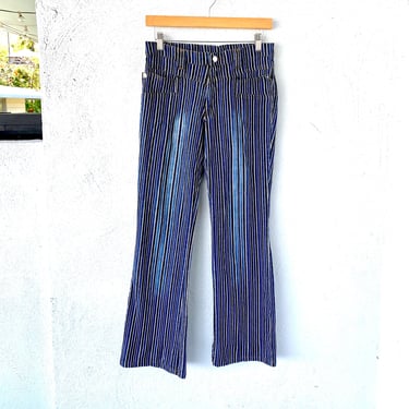 Vintage Y2K Striped Jeans Denim Pocket Stitched Pants 