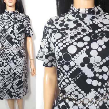 Vintage 60s Mod Abstract Print Dress Size M 