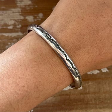 TRAVELING BEARS Sterling Silver Native Made Cuff | Silver Stamped Bracelet | Southwestern Jewelry | Native American Handmade | 22g 