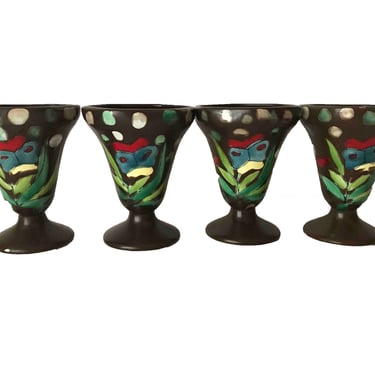 Butterfly Cups -- Butterfly Pottery -- Mexican Pottery -- Ice Cream Cups -- Vintage Ice Cream Cups -- Sundae Cups -- Ice Cream Sundae Cups 