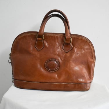 1980s Paola Del Lungo Brown Leather Satchel Purse 