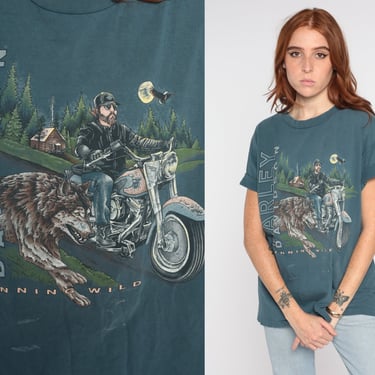 Vintage Easyriders Wolf And Biker Survivors Genuine Biker Vintage T-Shirt  2XL 90s